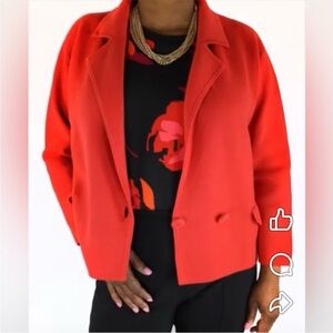 CAbi 4479 Red Coronation Blazer Knit Double Breasted Heart of CAbi Women’s‎ M
